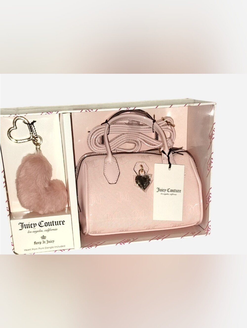 Juicy Couture Pale Pink Embossed Satchel with Heart Charm